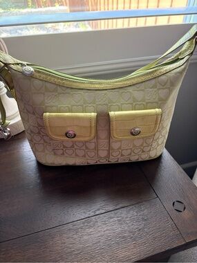 Y2K Brighton Yellow-Green Heart Jacquard Shoulder Bag